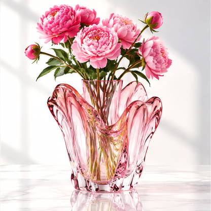 LOVINAYIY Pink Petal Bloom Crystal Glass Vase - sculpted by nature lifestyle shot
