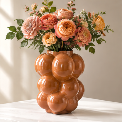 LOVINAYIY Caramel Bubble Ball Ceramic Vase - iconic design sculptural shape timeless appeal side view