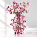 LOVINAYIY Pink Spiral Sculptural Glass Vase