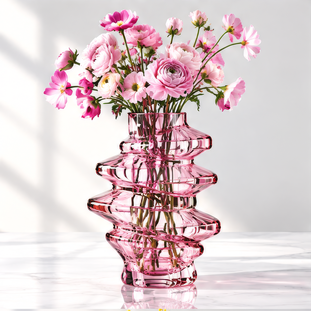 LOVINAYIY Pink Spiral Sculptural Glass Vase