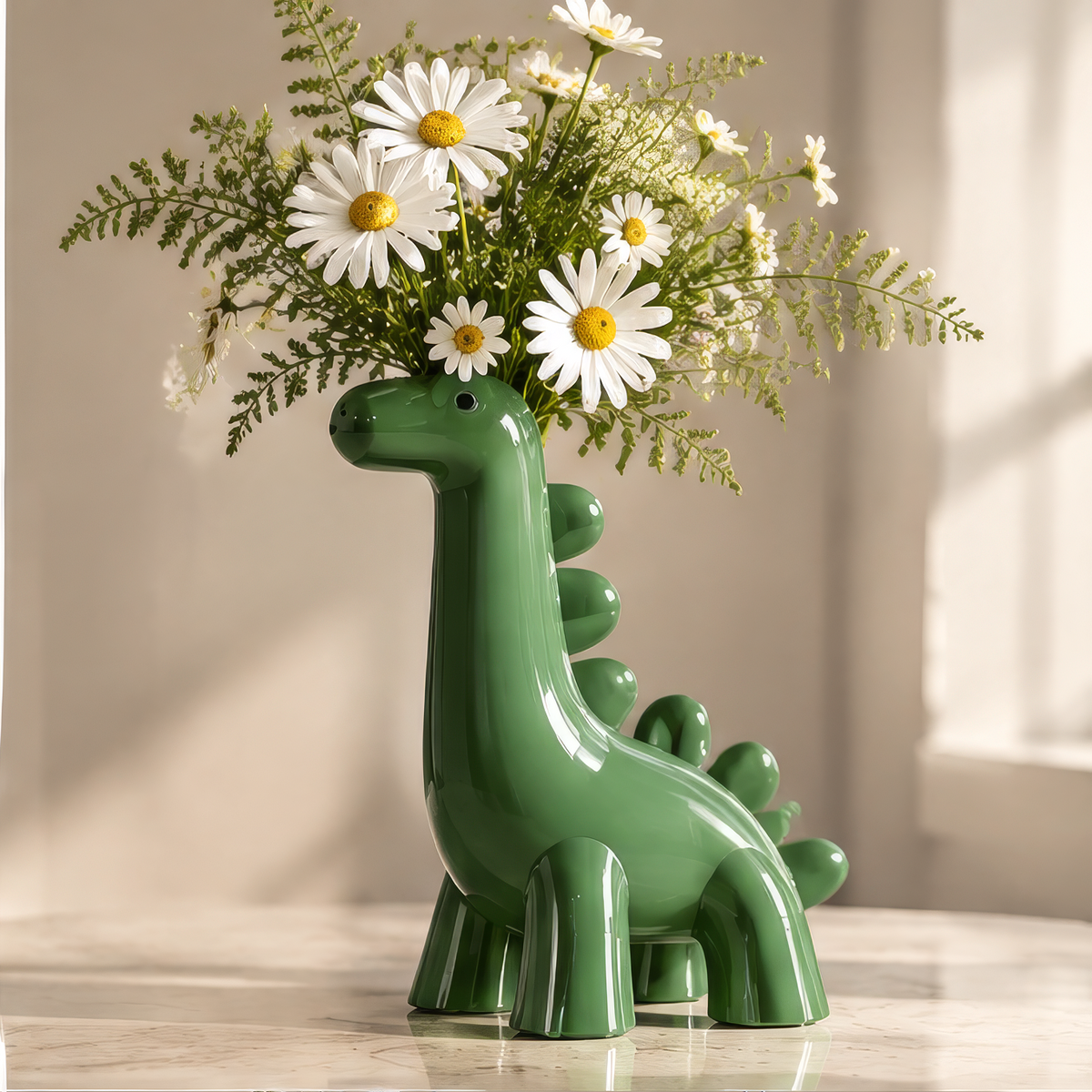 LOVINAYIY Green Dinosaur Vase - every angle is a good angle front side back top views