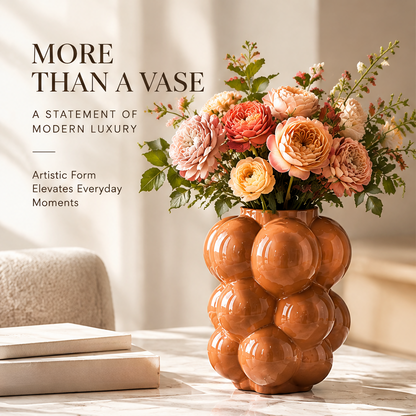 LOVINAYIY Caramel Bubble Ball Ceramic Vase - more than a vase a statement of modern luxury lifestyle