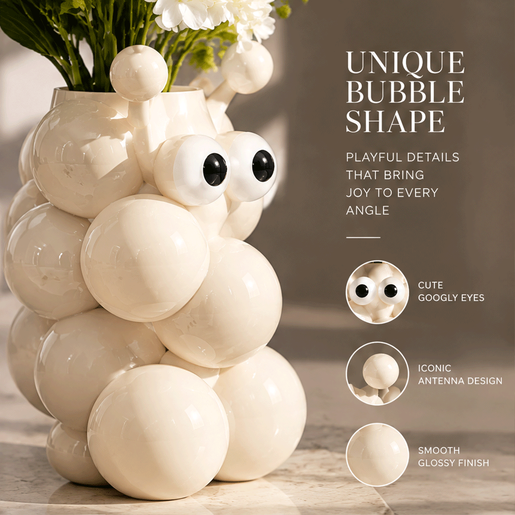 LOVINAYIY White Bubble Bear Vase - beauty in every angle lifestyle shot
