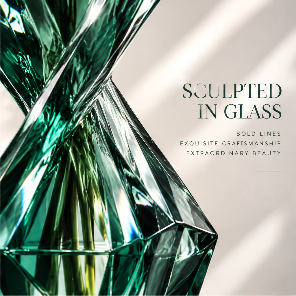 LOVINAYIY Emerald Geometric Twist Glass Vase - timeless elegance lifestyle