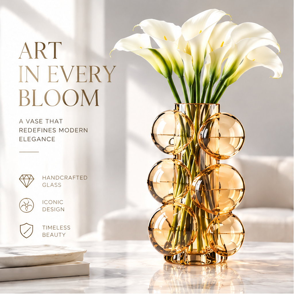LOVINAYIY Amber Bubble Glass Vase - elevate your space lifestyle shot