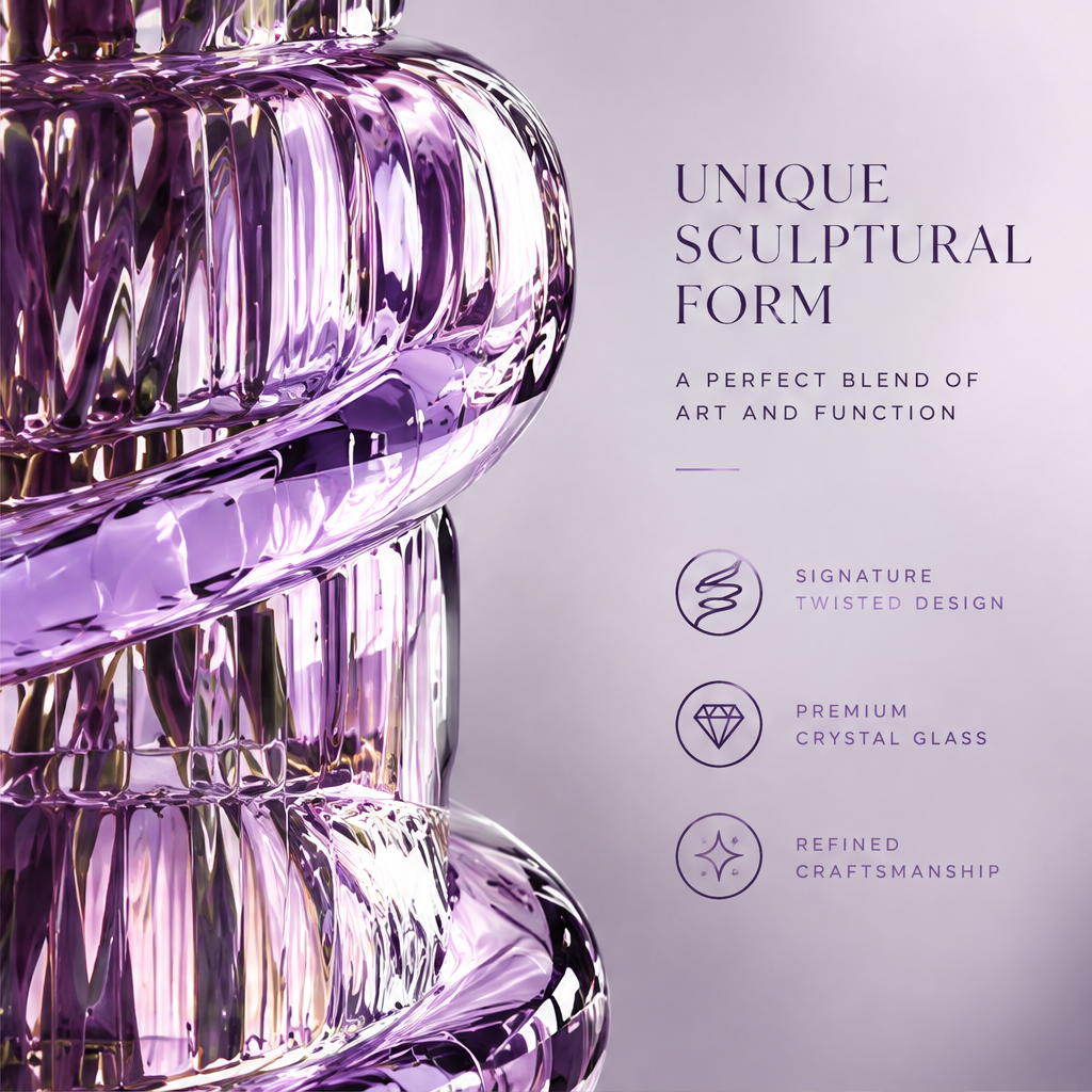LOVINAYIY Purple Twisted Crystal Glass Vase - exquisite details top view
