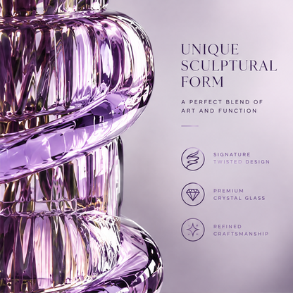 LOVINAYIY Purple Twisted Crystal Glass Vase - exquisite details top view