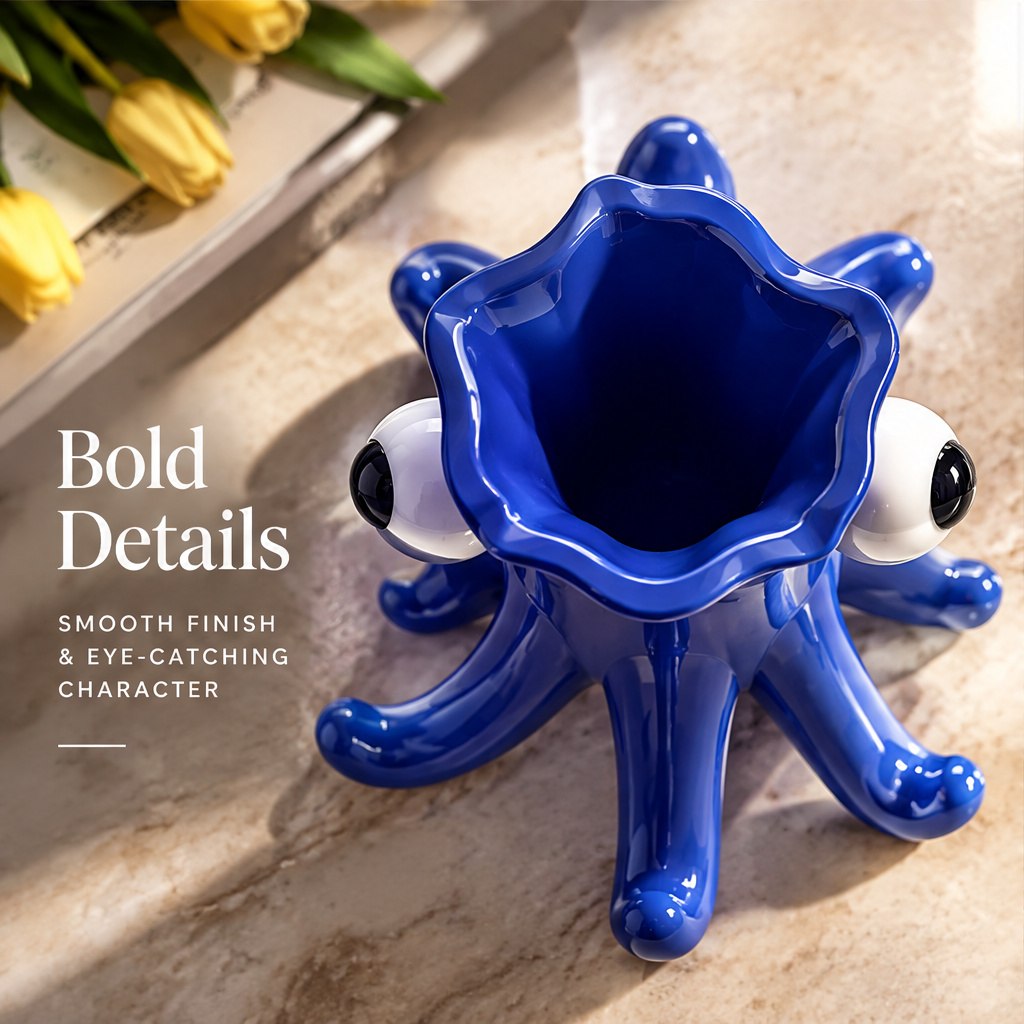 LOVINAYIY Blue Octopus Vase - functional art lightweight durable easy to clean