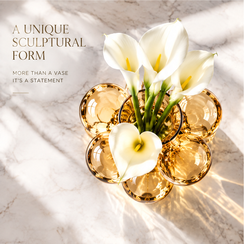 LOVINAYIY Amber Bubble Glass Vase - art in every bloom lifestyle