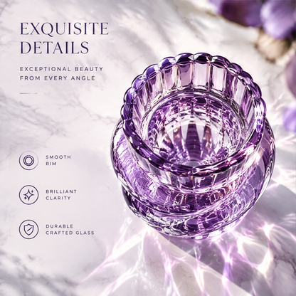 LOVINAYIY Purple Twisted Crystal Glass Vase with purple anemones - clean white background