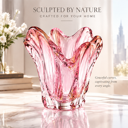 LOVINAYIY Pink Petal Bloom Crystal Glass Vase - timeless elegance with peonies lifestyle
