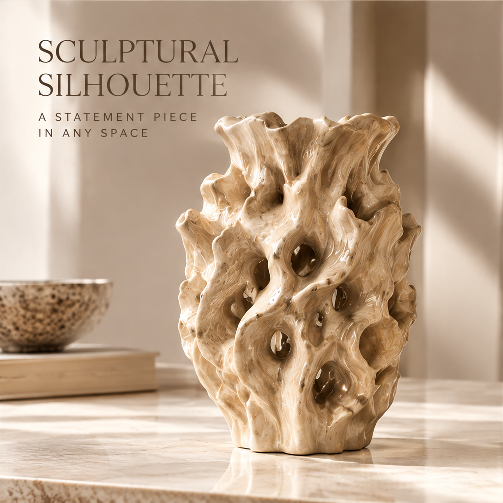 LOVINAYIY Beige Organic Coral Texture Ceramic Vase - timeless artistry nature inspires beauty lifestyle