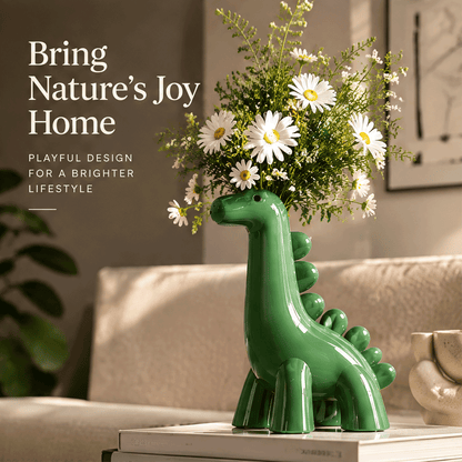LOVINAYIY Green Dinosaur Vase - premium plastic durable head and neck close-up