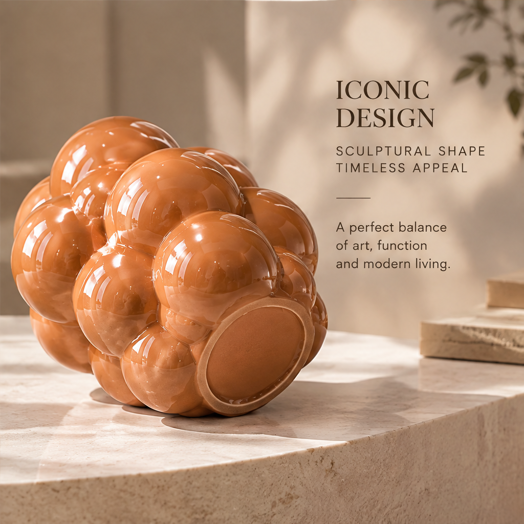 LOVINAYIY Caramel Bubble Ball Ceramic Vase - premium ceramic smooth glaze lasting beauty close-up