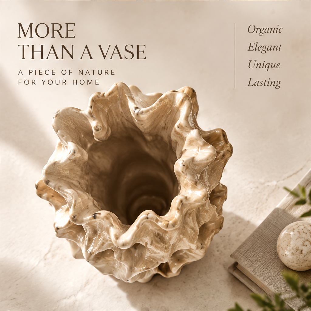 LOVINAYIY Beige Organic Coral Texture Ceramic Vase - exceptional details organic texture unique openings close-up